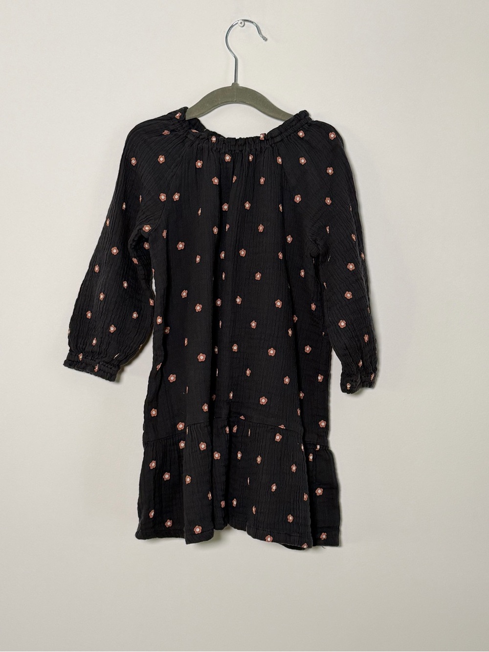 H&M Kids Floral Pink Dark Grey Dress Cotton Size 5 - Picture 2 of 6